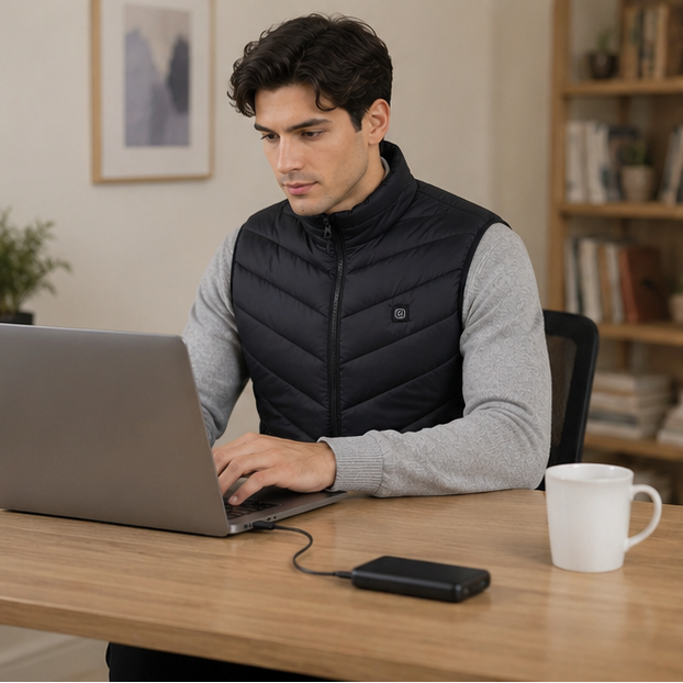 Heated Vest for Men and Sleeveless Puffer with Stand Collar Rechargeable - Image 13