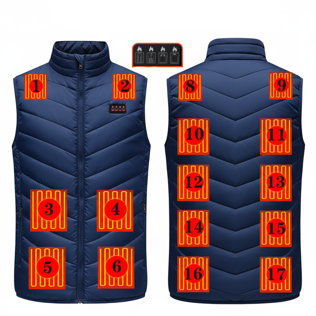 Heated Vest for Men and Sleeveless Puffer with Stand Collar Rechargeable - Image 6