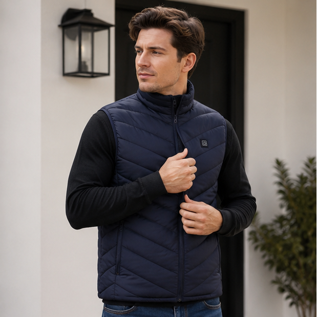 Heated Vest for Men and Sleeveless Puffer with Stand Collar Rechargeable - Image 7