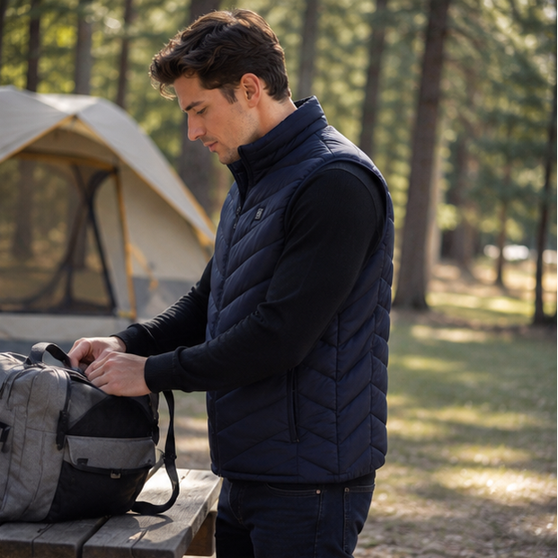 Heated Vest for Men and Sleeveless Puffer with Stand Collar Rechargeable - Image 8