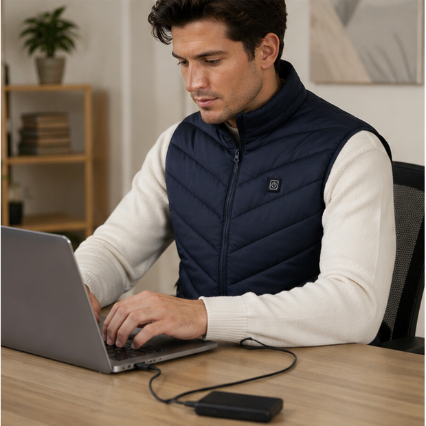 Heated Vest for Men and Sleeveless Puffer with Stand Collar Rechargeable - Image 9