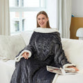 Heated Wearable Blanket with Sleeves and Sherpa Fleece Lining - Image 1