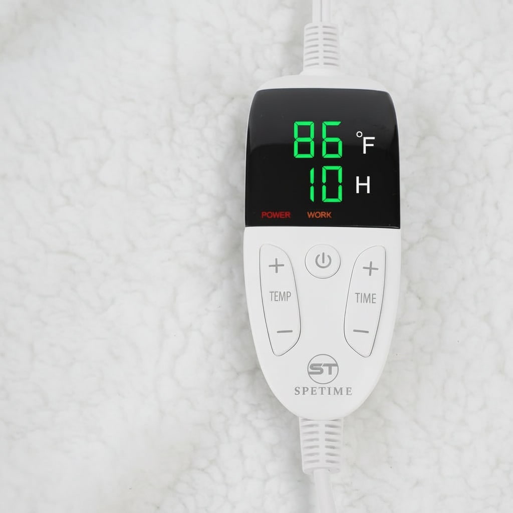 Heated Wearable Blanket with Sleeves Sherpa Lining Foot Pocket and Digital Controller - Image 5