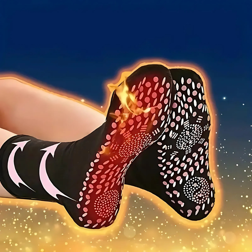 Heating Socks Heated Warm Thermal Crew Knit with Non-Slip Grip Soles - Image 1