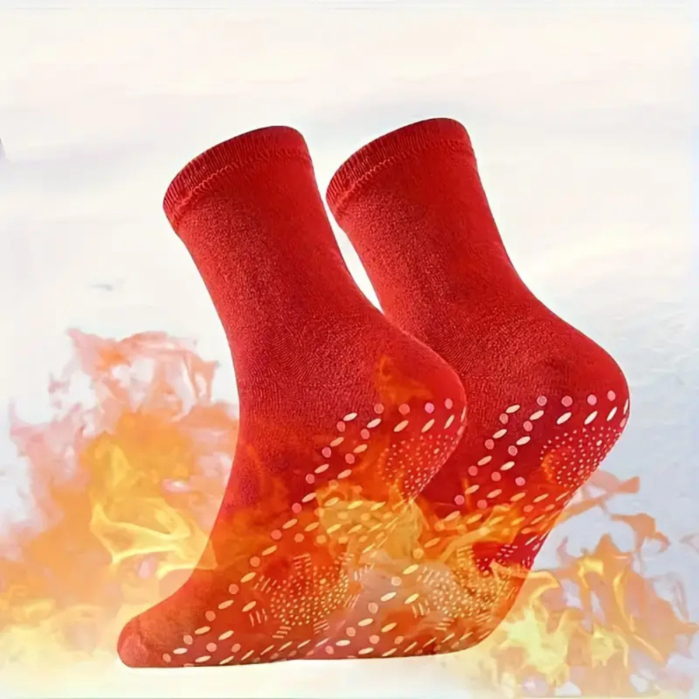 Heating Socks Heated Warm Thermal Crew Knit with Non-Slip Grip Soles - Image 2
