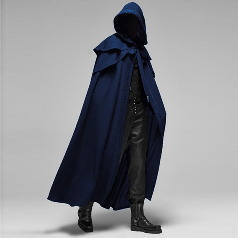 Hooded Cloak with Cape Shoulder Capelet and Decorative Trim for Gothic Costume - Image 3