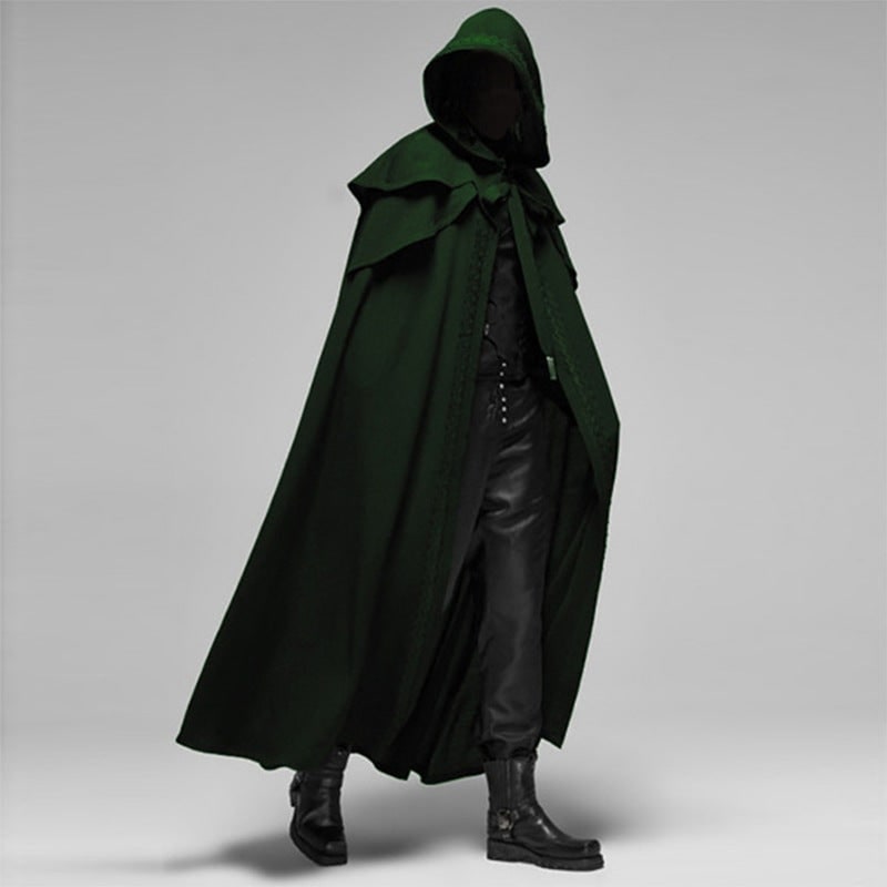 Hooded Cloak with Cape Shoulder Capelet and Decorative Trim for Gothic Costume - Image 4