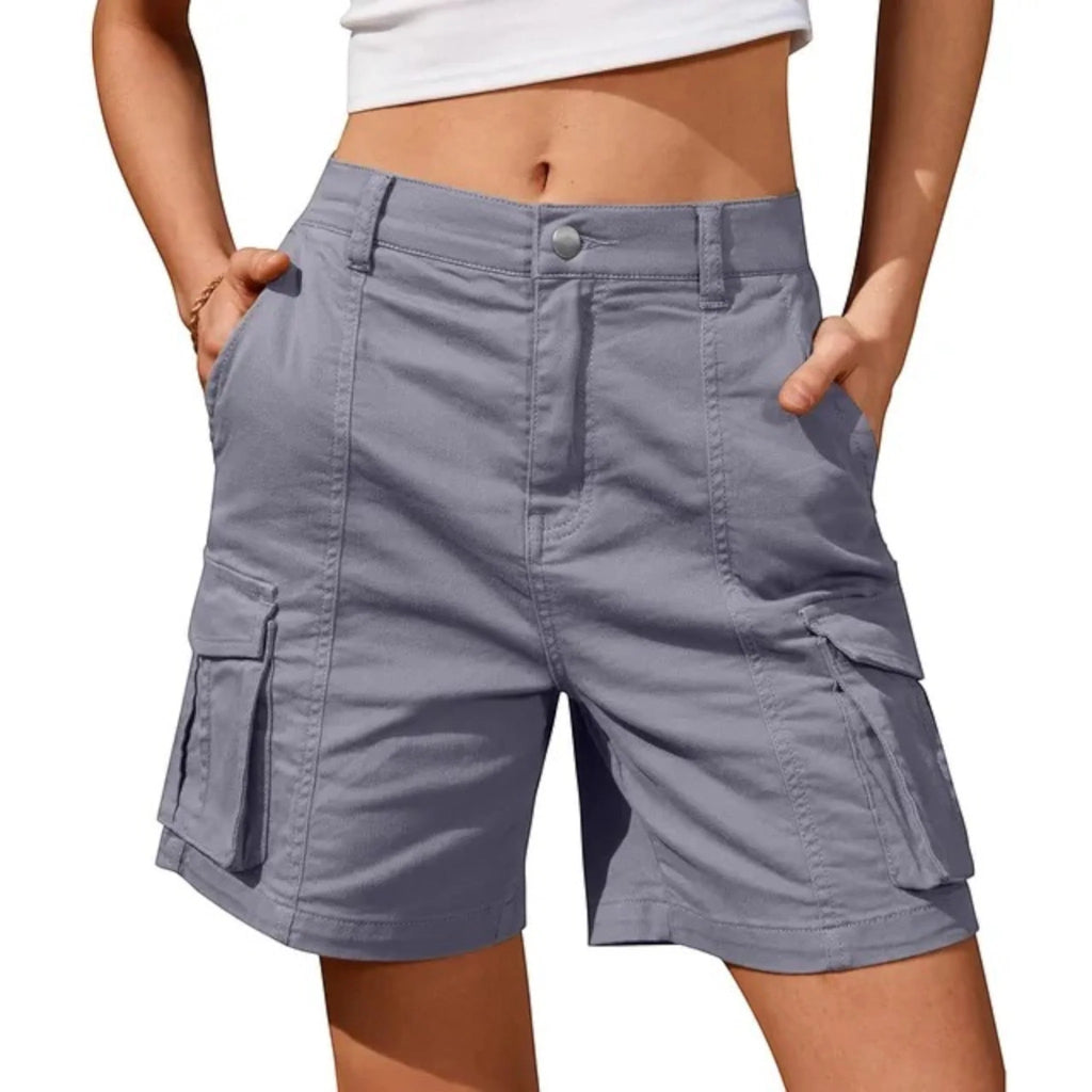 Ilaria | Pantaloncini Cargo Donna Tasche Laterali Grigio