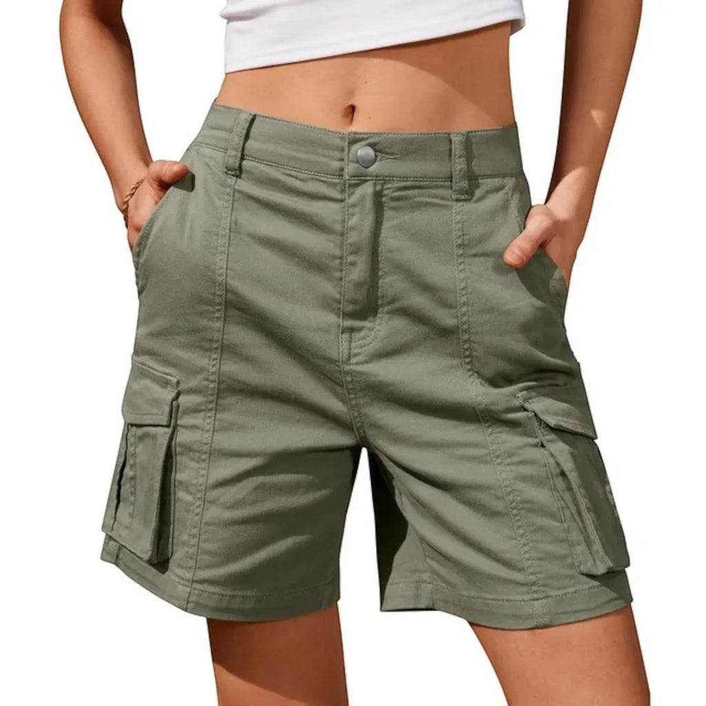 Ilaria | Pantaloncini Cargo Donna Tasche Laterali Verde