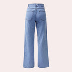 Jeans da donna a vita alta, gamba dritta e ampia