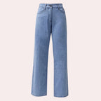 Jeans da donna a vita alta, gamba dritta e ampia