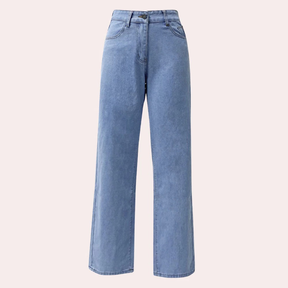 Jeans da donna a vita alta, gamba dritta e ampia
