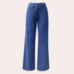 Jeans da donna a vita alta, gamba dritta e ampia