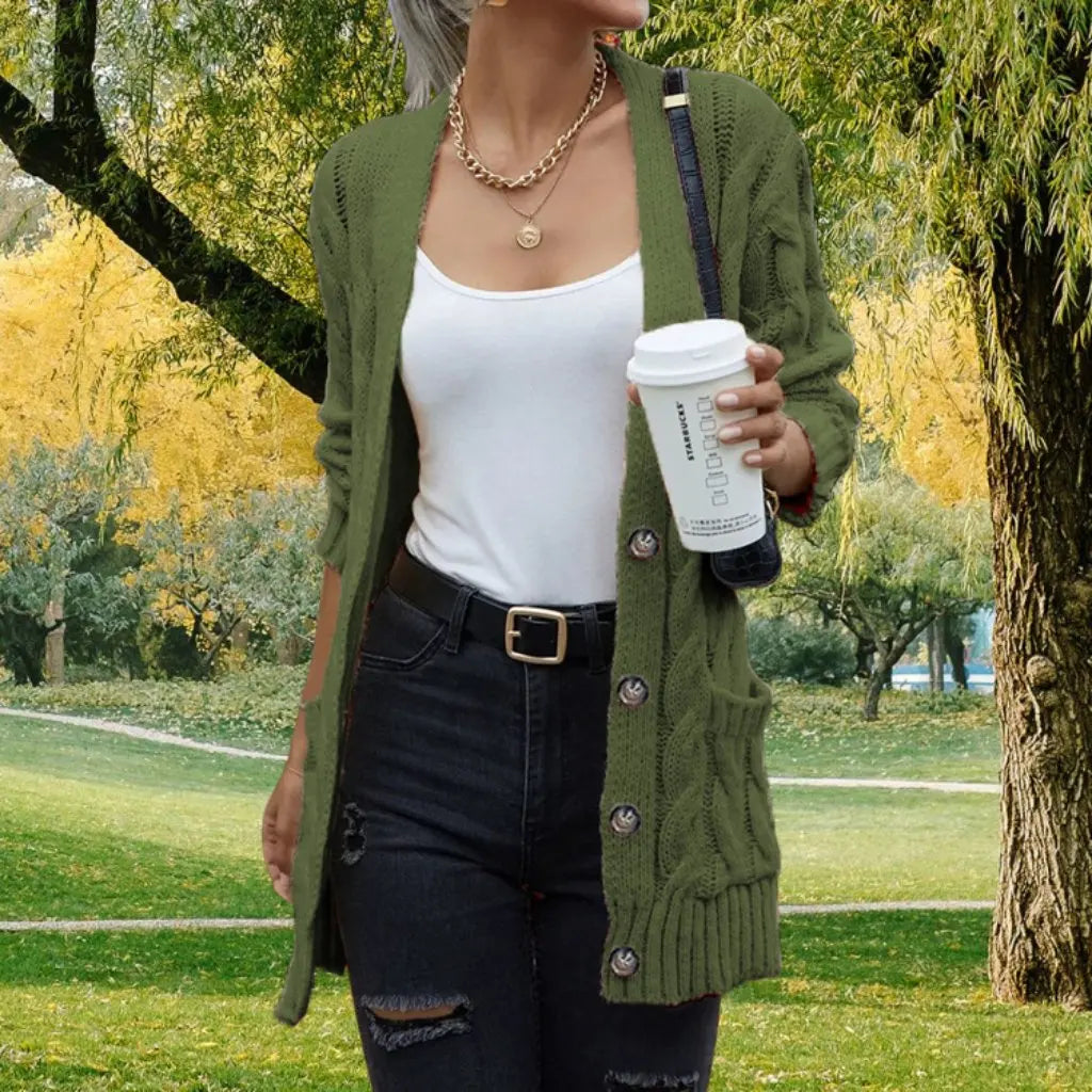 Cardigan casual da donna effetto maglia per autunno e inverno