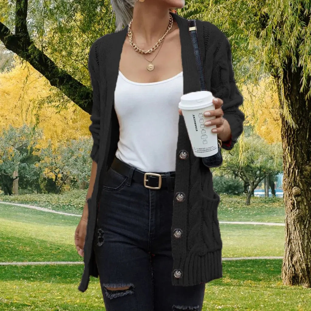 Cardigan casual da donna effetto maglia per autunno e inverno