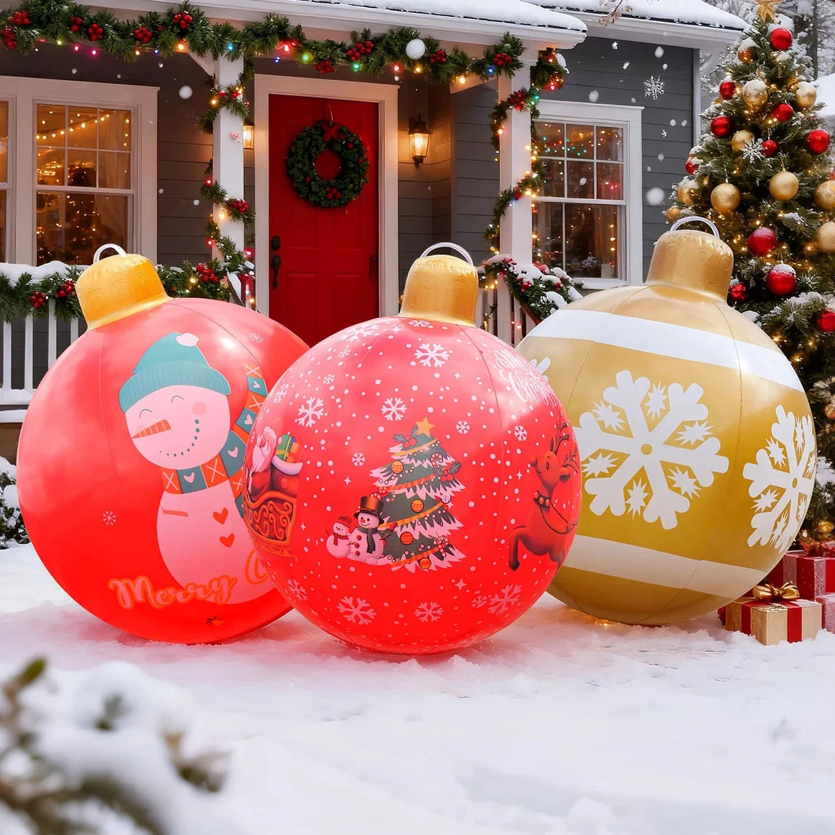 Inflatable Christmas Ornament Ball with PVC Construction for Outdoor Holiday Decorations - Image 2