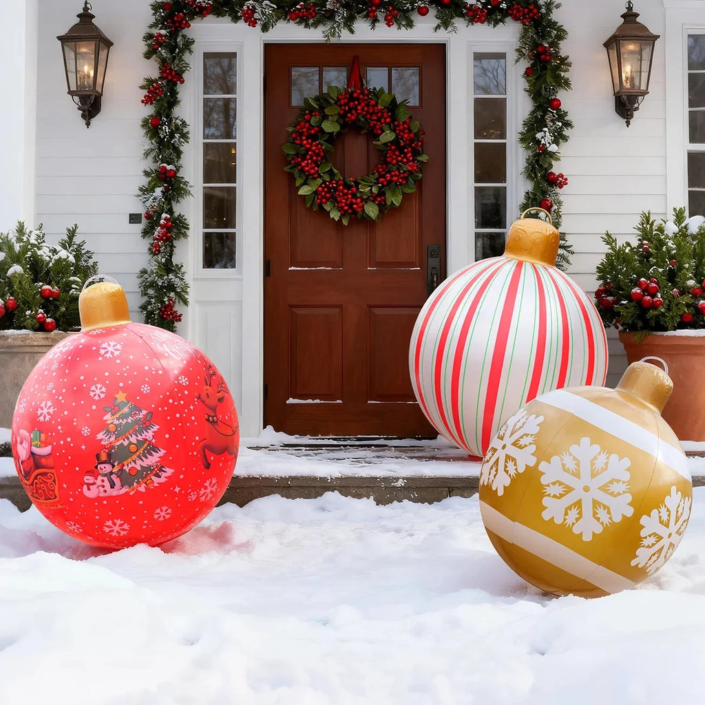 Inflatable Christmas Ornament Ball with PVC Construction for Outdoor Holiday Decorations - Image 4