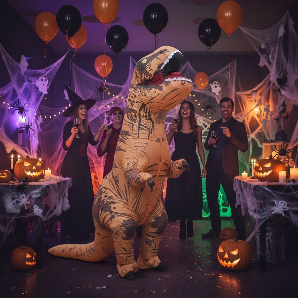 Inflatable Dinosaur Costume with Battery Operated Fan and Clear Viewing Window - Image 3