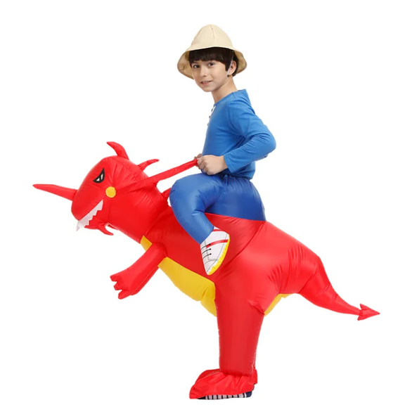 Inflatable Dinosaur Costume with Built-In Fan and Ride-On Design for Kids - Image 2