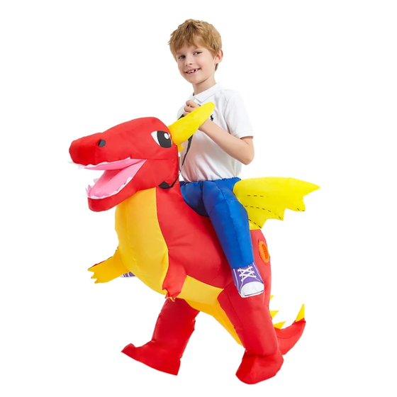 Inflatable Dinosaur Costume with Built-In Fan and Ride-On Design for Kids - Image 3