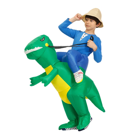 Inflatable Dinosaur Costume with Built-In Fan and Ride-On Design for Kids - Image 4