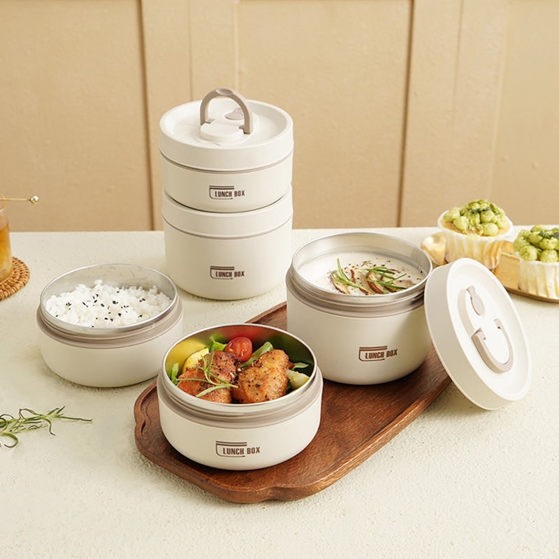 Insulated Lunch Box with Stainless Steel Bento Containers Thermal Carrying Bag - Image 1