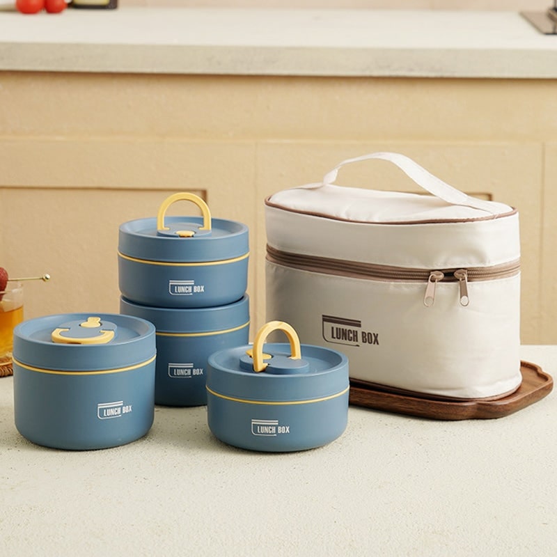 Insulated Lunch Box with Stainless Steel Bento Containers Thermal Carrying Bag - Image 2