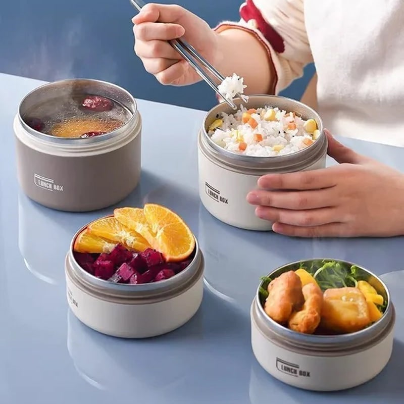 Insulated Lunch Box with Stainless Steel Bento Containers Thermal Carrying Bag - Image 5