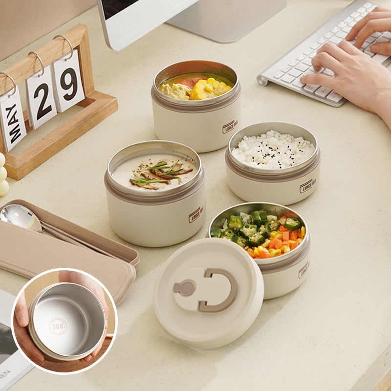 Insulated Lunch Box with Stainless Steel Bento Containers Thermal Carrying Bag - Image 8