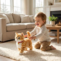 Interactive Toy Cat with Walking and Meowing Action Plush Orange Tabby Electronic Pet - Image 1