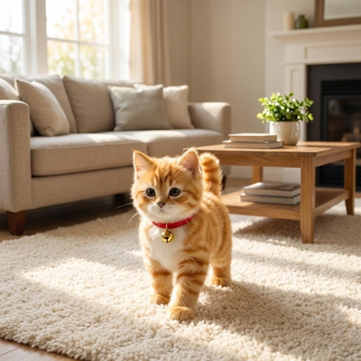 Interactive Toy Cat with Walking and Meowing Action Plush Orange Tabby Electronic Pet - Image 2