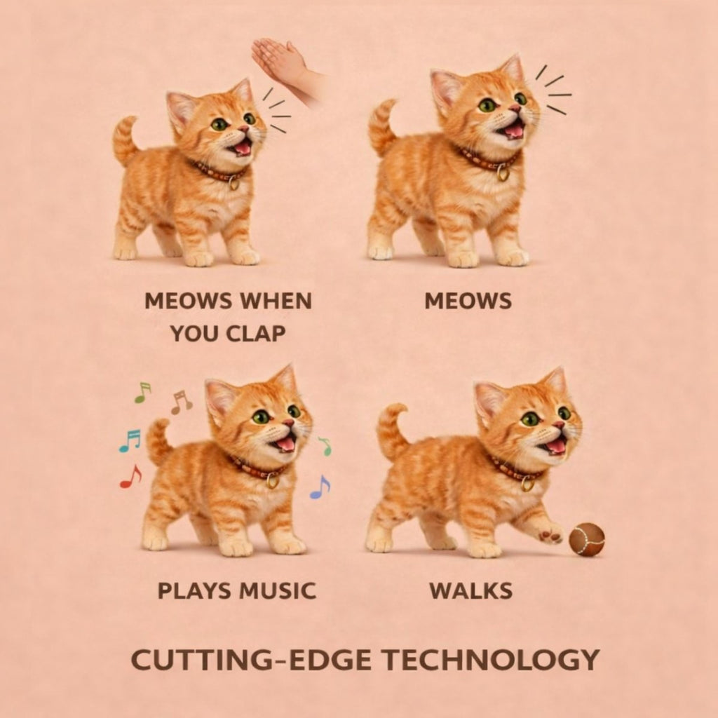 Interactive Toy Cat with Walking and Meowing Action Plush Orange Tabby Electronic Pet - Image 6