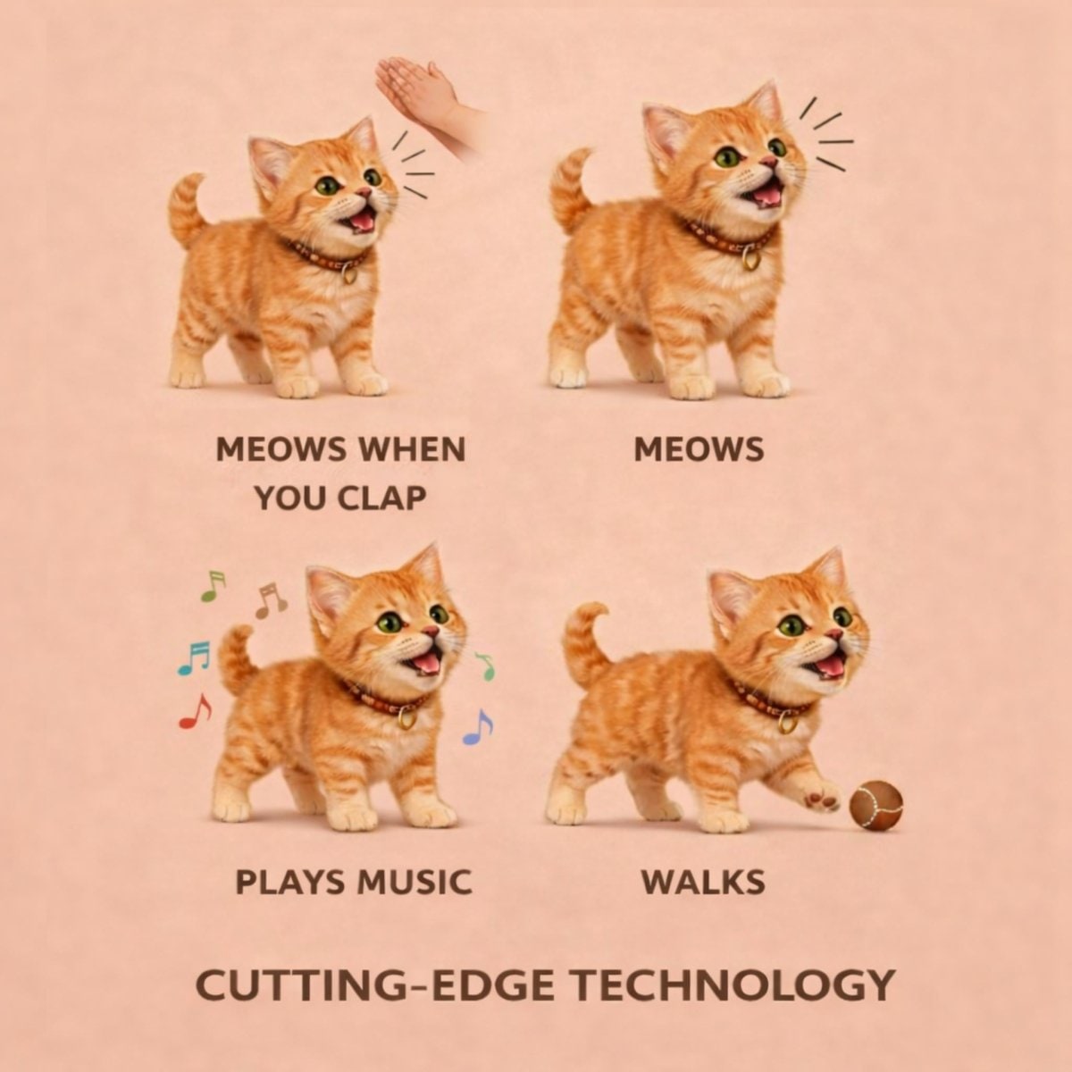 Interactive Toy Cat with Walking and Meowing Action Plush Orange Tabby Electronic Pet - Image 6