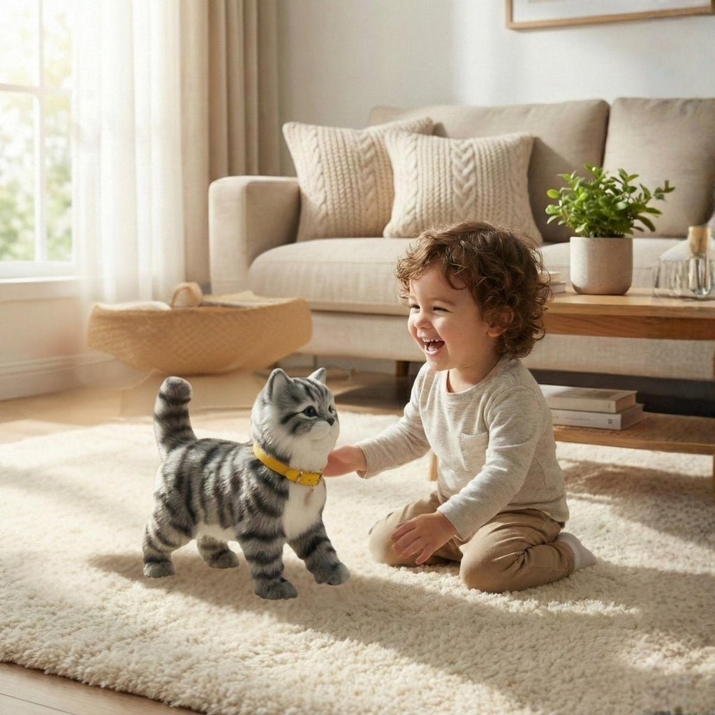 Interactive Toy Cat with Walking Movement and Meowing Sound Plush Robot Kitten Companion - Image 1