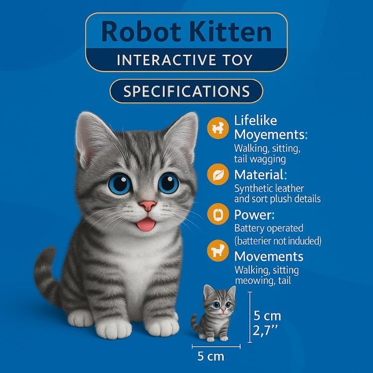 Interactive Toy Cat with Walking Movement and Meowing Sound Plush Robot Kitten Companion - Image 4