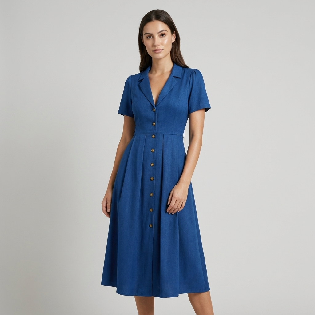 Isabella | Abito Midi Donna Plissettato con Bottoni