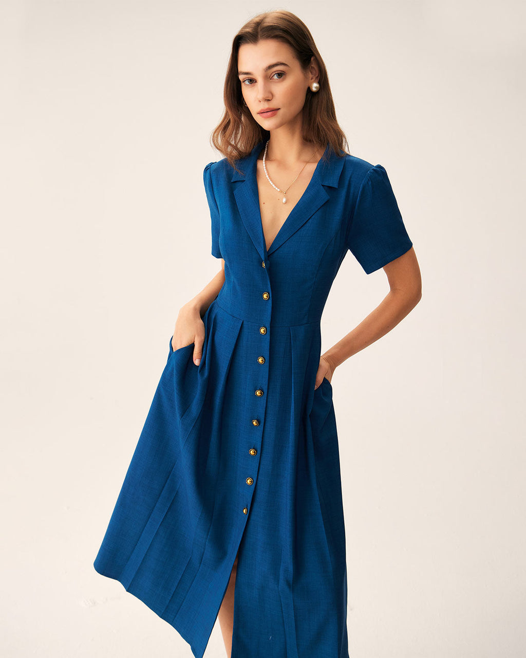 Isabella | Abito Midi Donna Plissettato con Bottoni