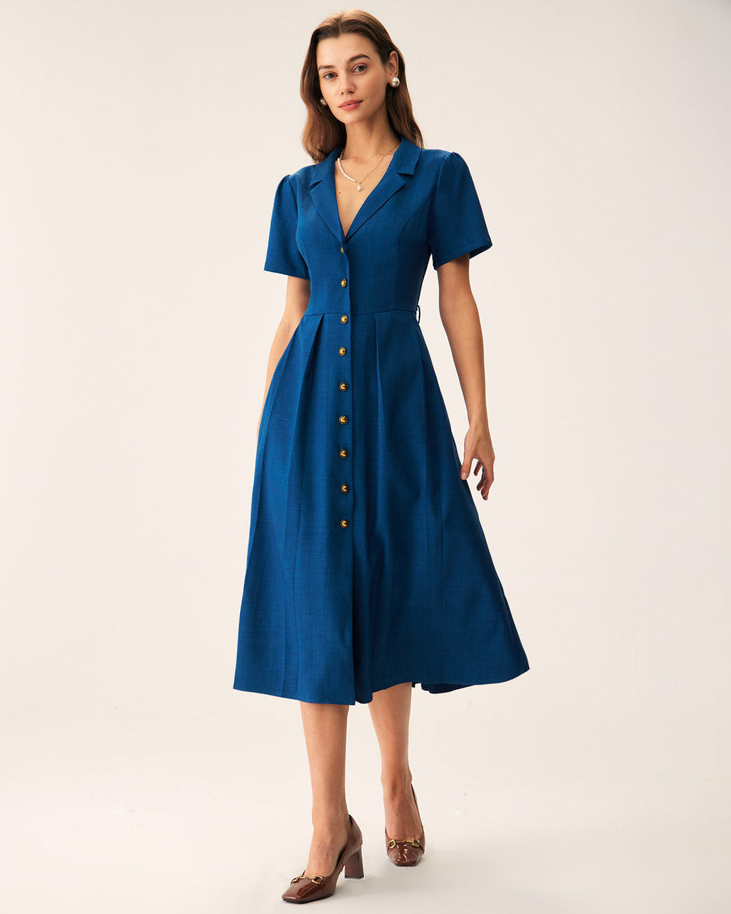 Isabella | Abito Midi Donna Plissettato con Bottoni