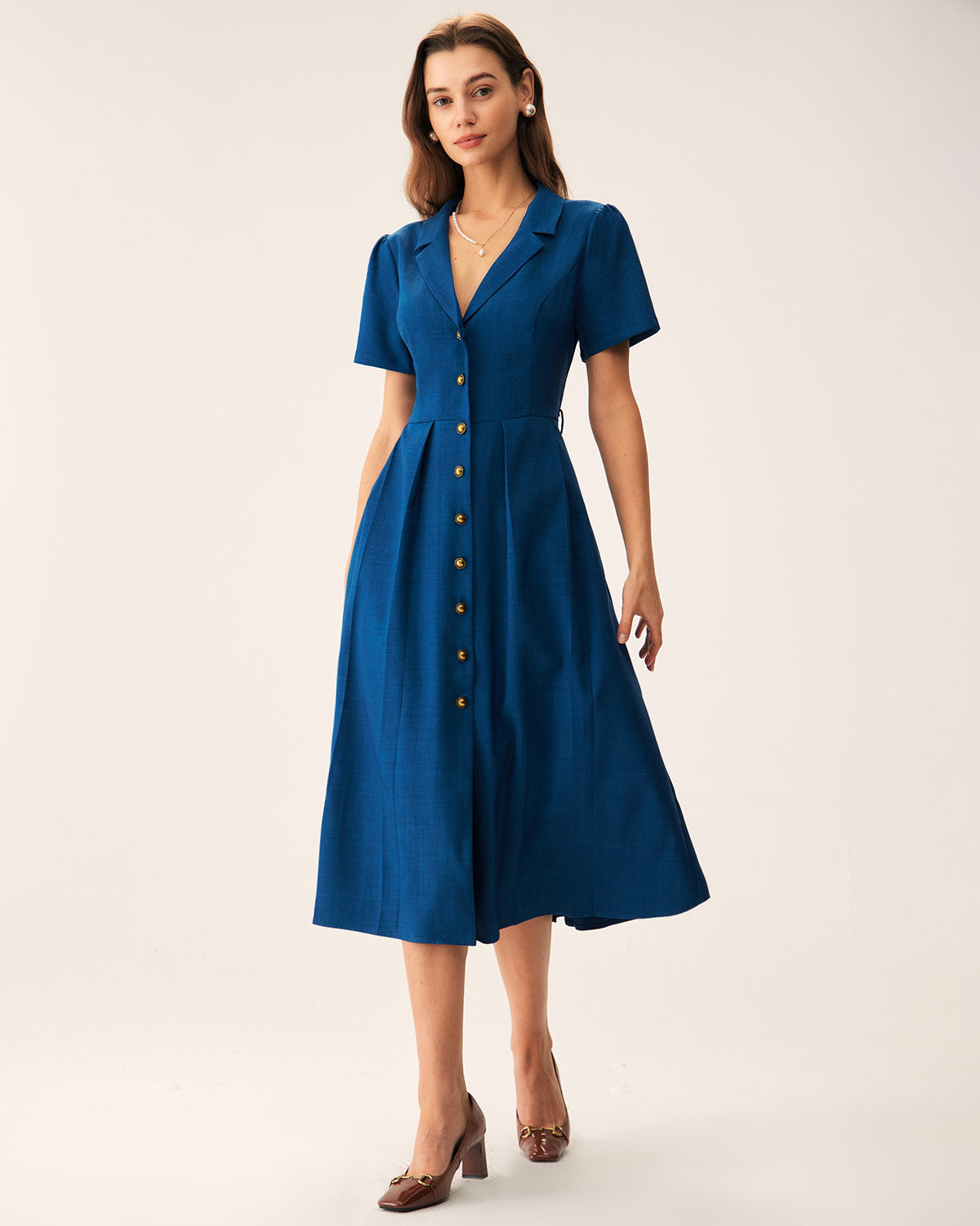 Isabella | Abito Midi Donna Plissettato con Bottoni