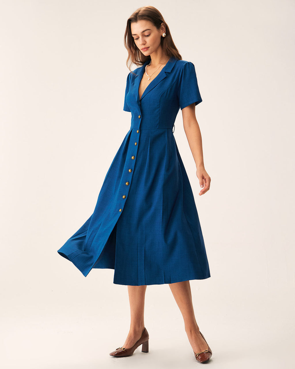 Isabella | Abito Midi Donna Plissettato con Bottoni