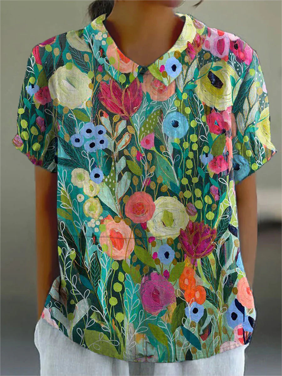 Isabella | Blusa Donna Floreale con Colletto Giardino Fiorito