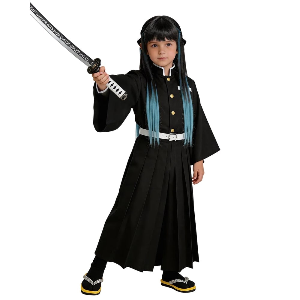 Kids' Anime Cosplay Costume with High Collar Jacket Wide-Leg Pants and Gold Buttons - Image 2