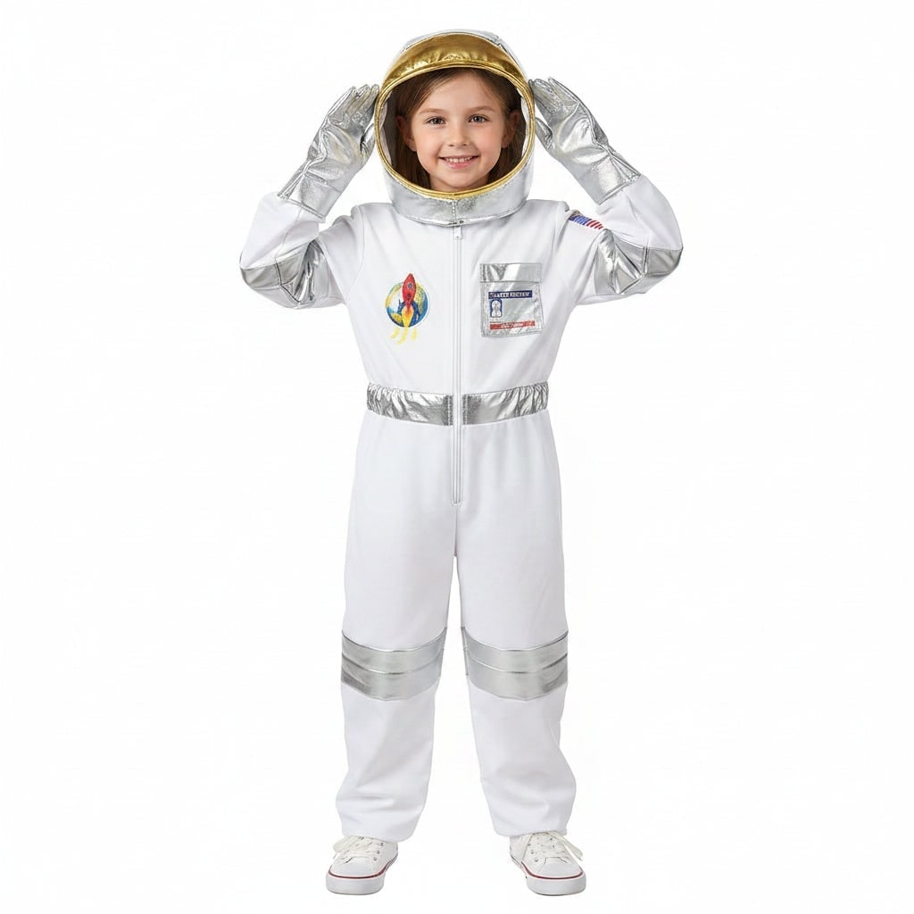 Kids' Astronaut Costume with Helmet and Gloves for Space Explorer Role Play - Image 1