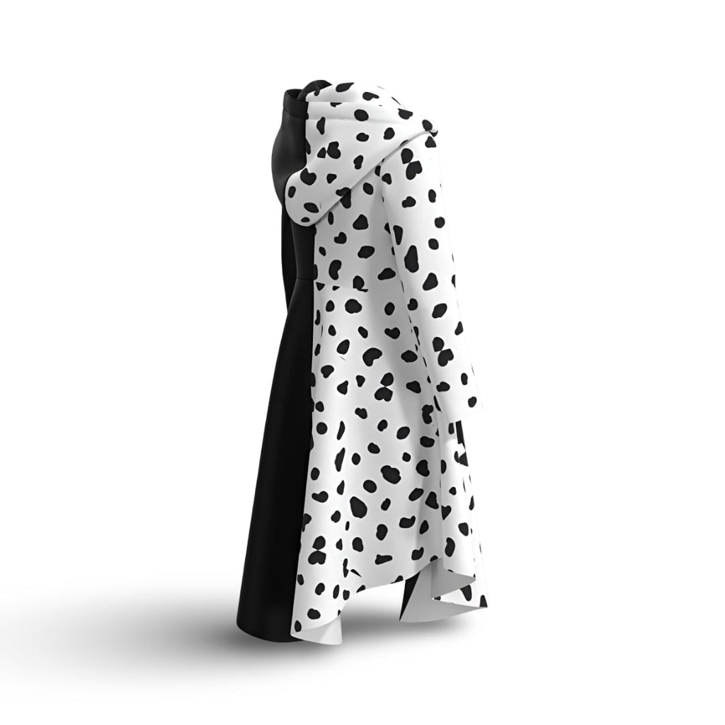 Kids' Black-and-White Spotted Villain Costume Dress with Attached Hood - Image 6