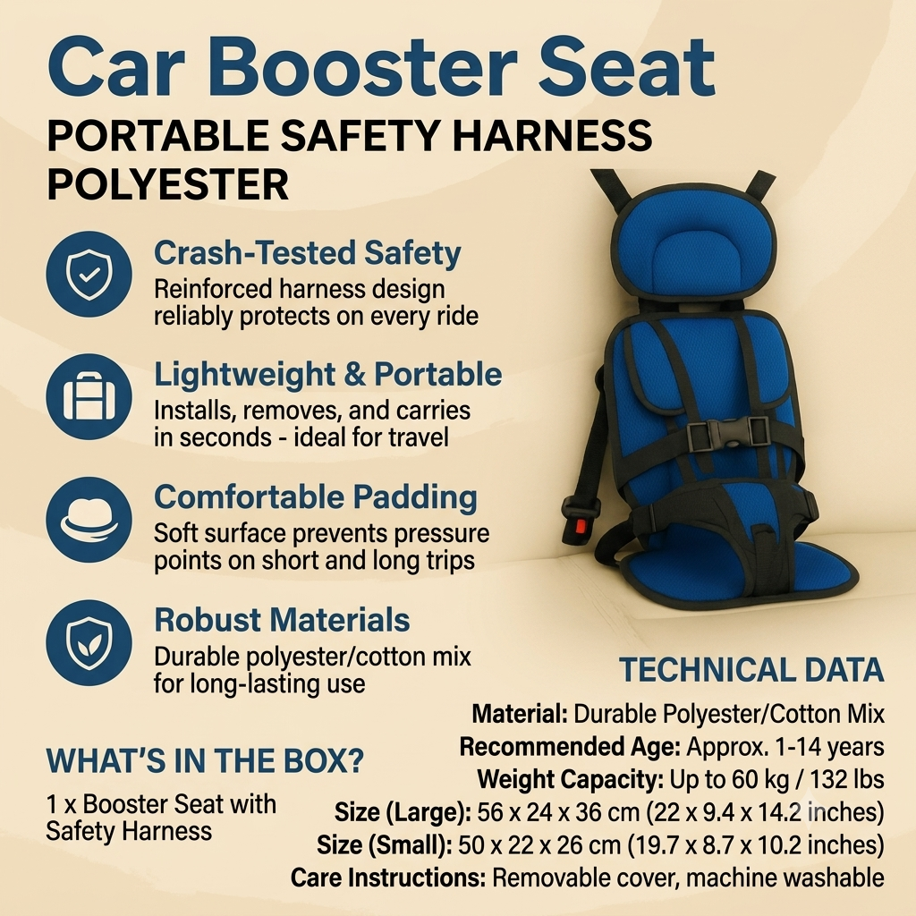 Kids''' Booster Seat Portable for Travel with Padded Headrest and Five-Point Harness - Image 2