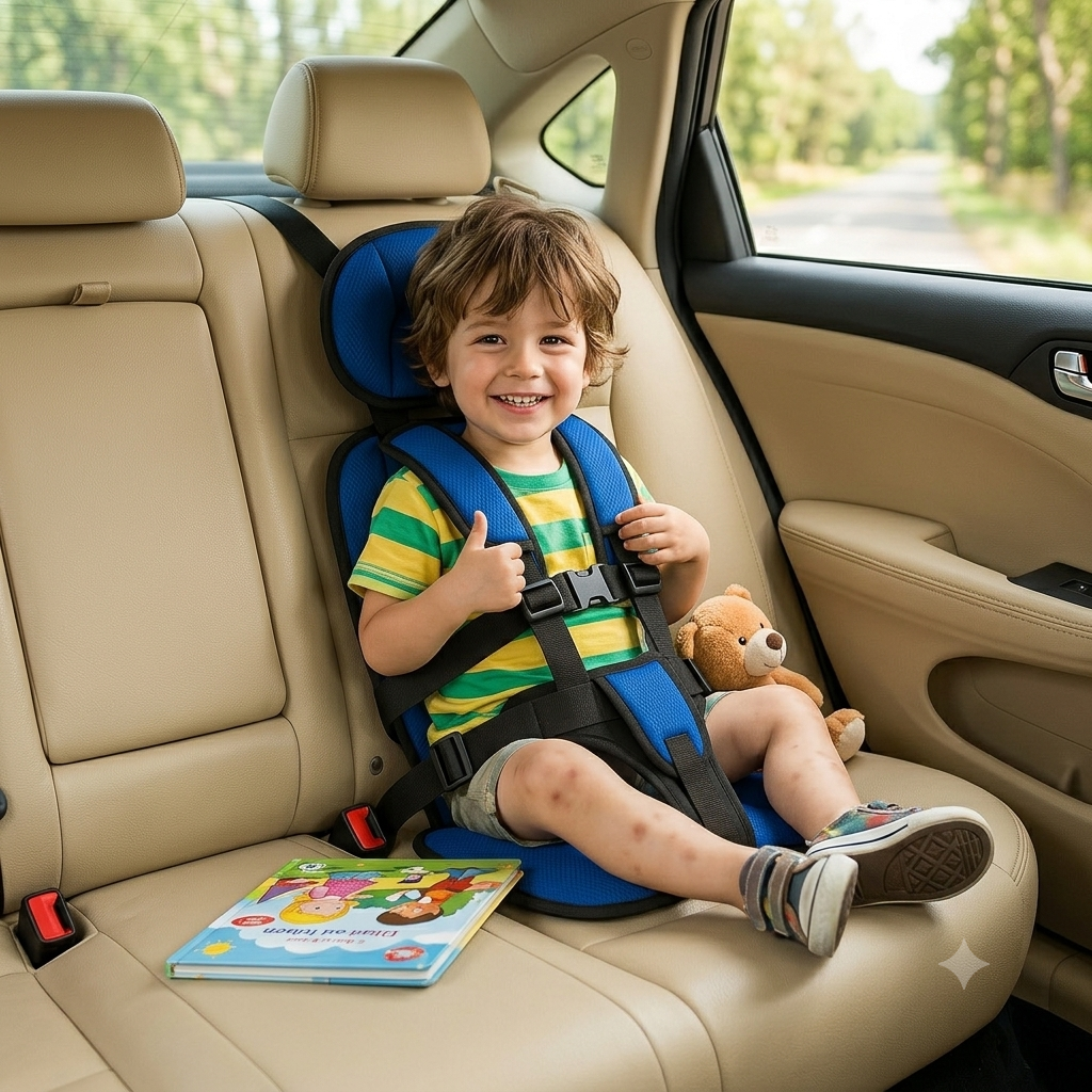 Kids''' Booster Seat Portable for Travel with Padded Headrest and Five-Point Harness - Image 3