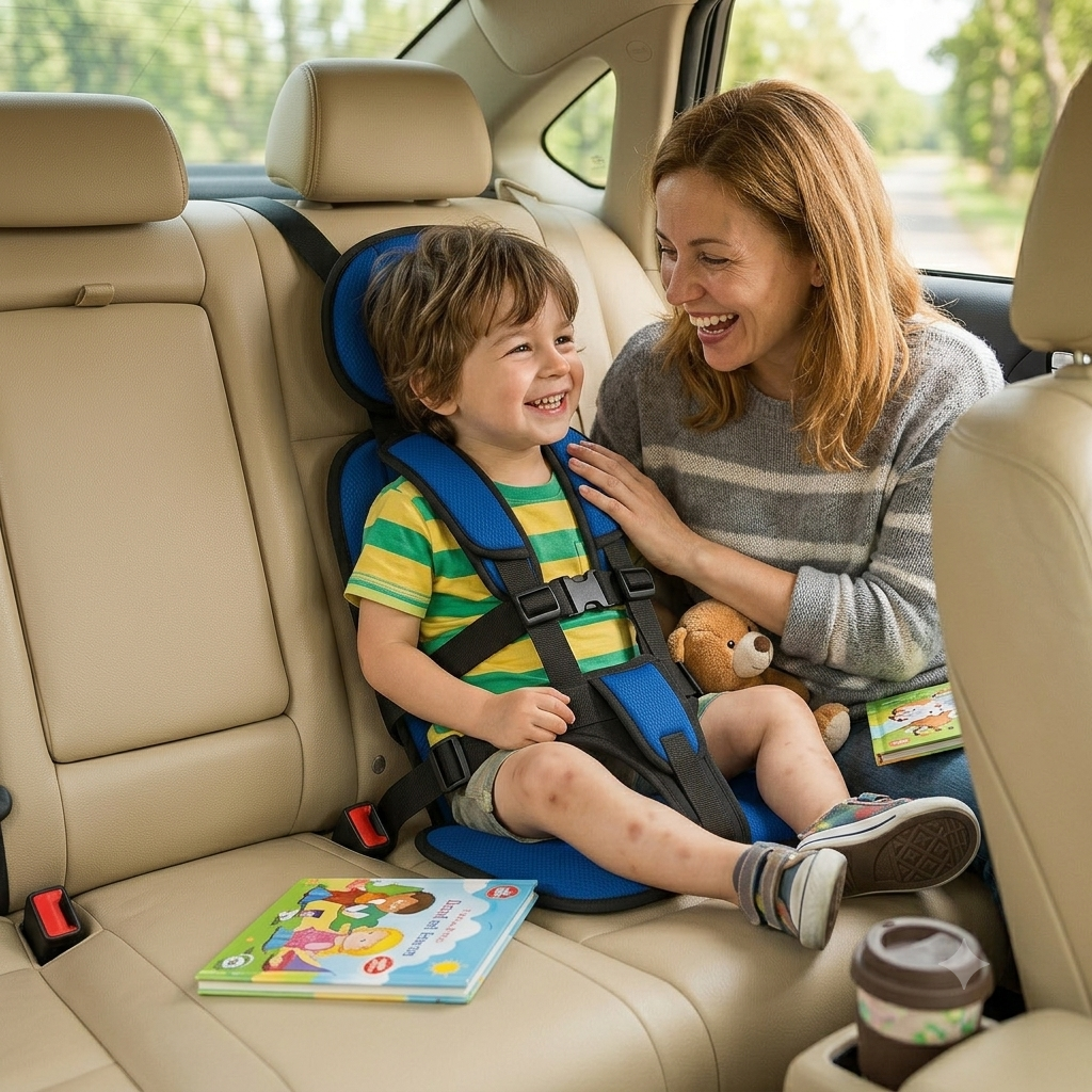 Kids''' Booster Seat Portable for Travel with Padded Headrest and Five-Point Harness - Image 4