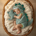 Kids' Dinosaur Costume Hooded Romper with Sherpa Fleece and Stuffed Tail - Image 1