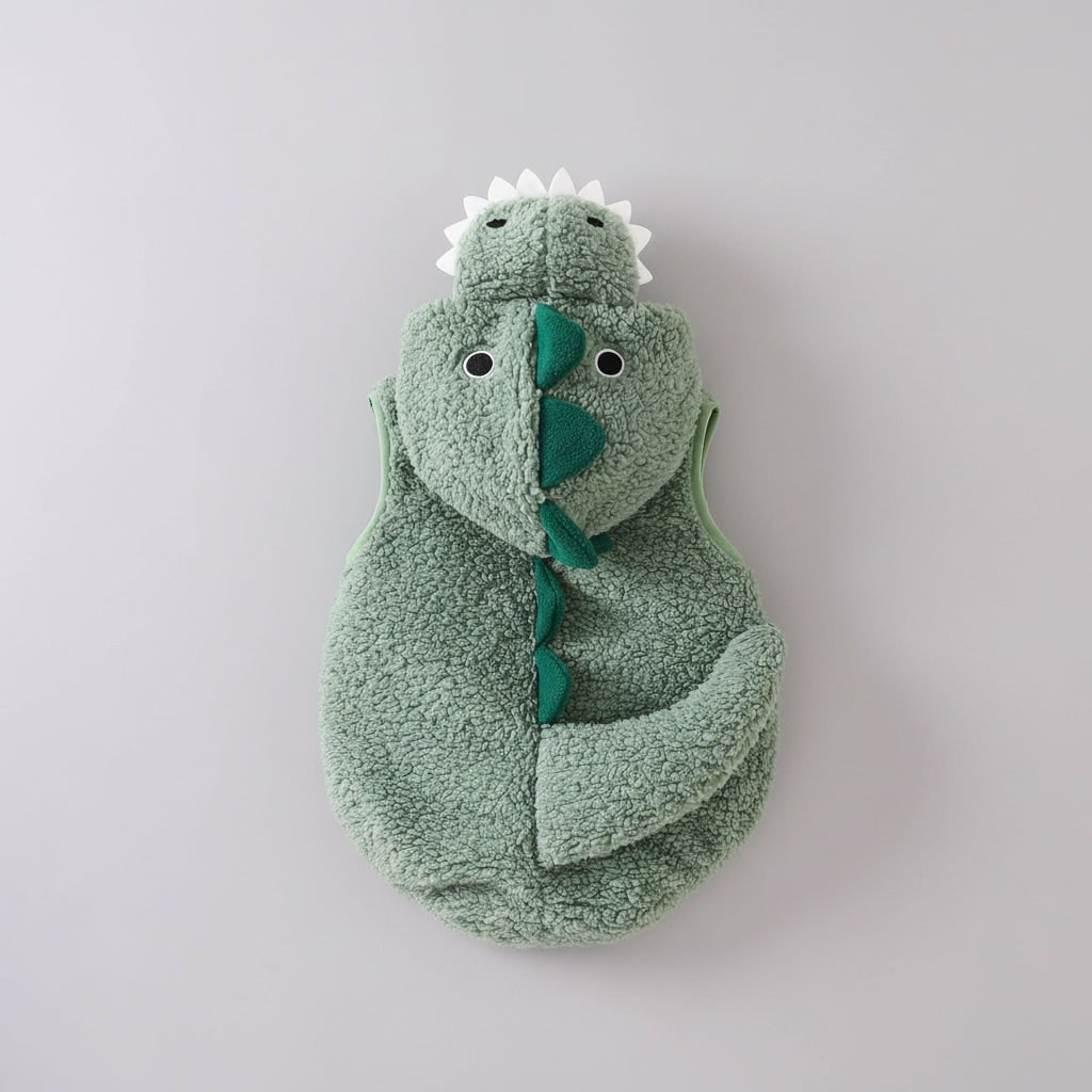 Kids' Dinosaur Costume Hooded Romper with Sherpa Fleece and Stuffed Tail - Image 3