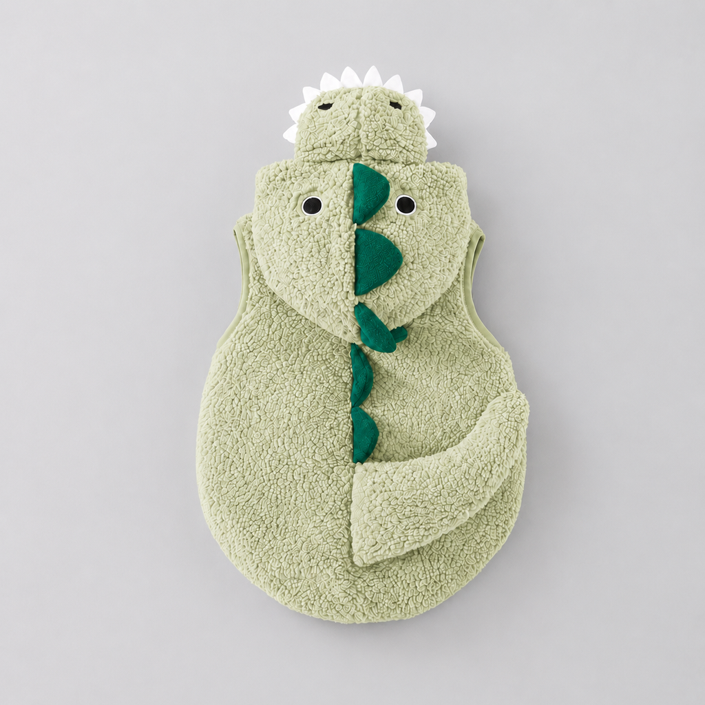 Kids' Dinosaur Costume Hooded Romper with Sherpa Fleece and Stuffed Tail - Image 5